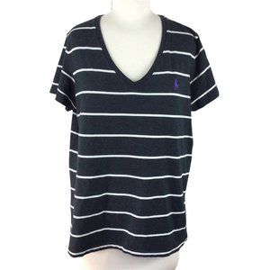 Polo Ralph Lauren Dark Gray/White Striped Tee, L